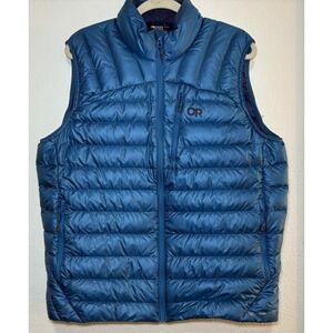 OR Outdoor Research Helium Down Vest Men's XL Bright Blue Gorpcore Lightweight